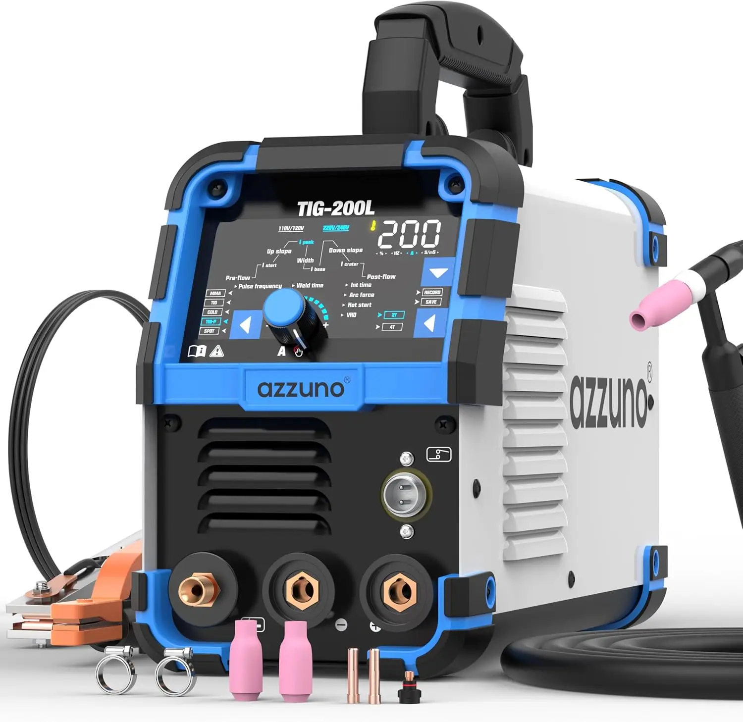 200A 5-in-1 TIG Welder with Pulse, Cold Modes, Dual Voltage 110V/220V, Large LED Display for Precision Welding