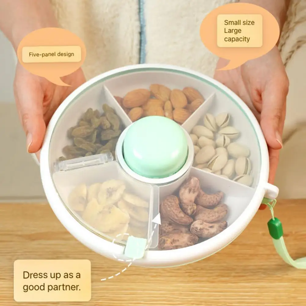 Snack Box With Rotating Lid Portable Leak-proof Transparent Sealed Lid Snack Container Time-saving Plastic Kids Spinner