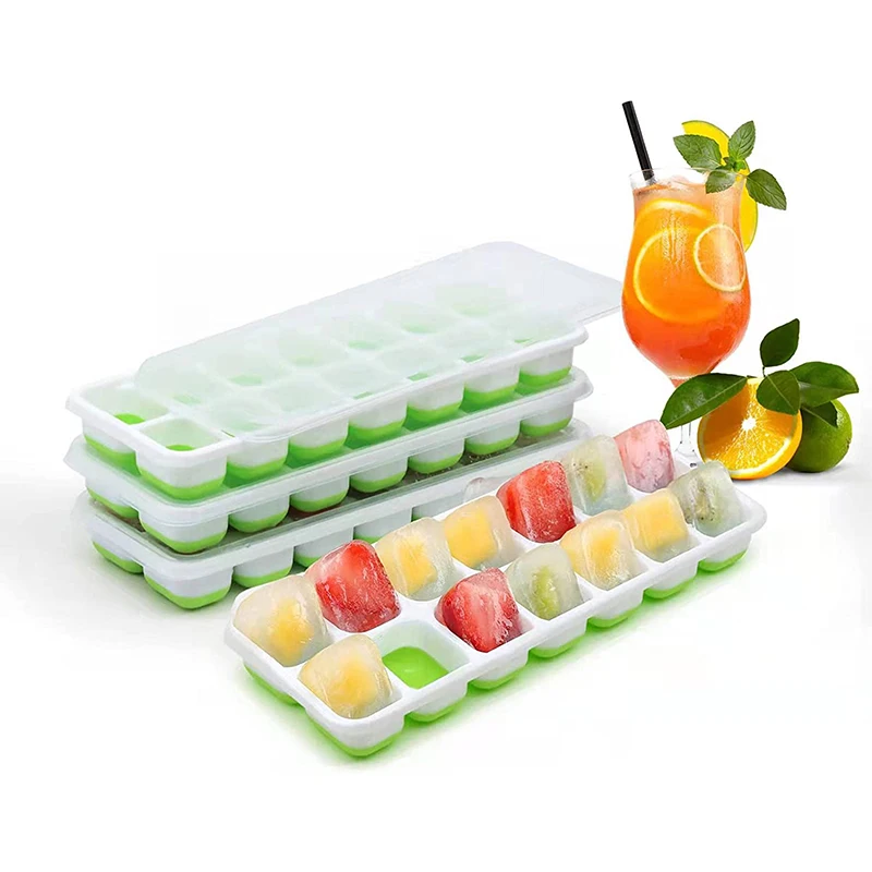 Ice Cube Trays Silicone Ice Cube Tray with Removable Lid Easy