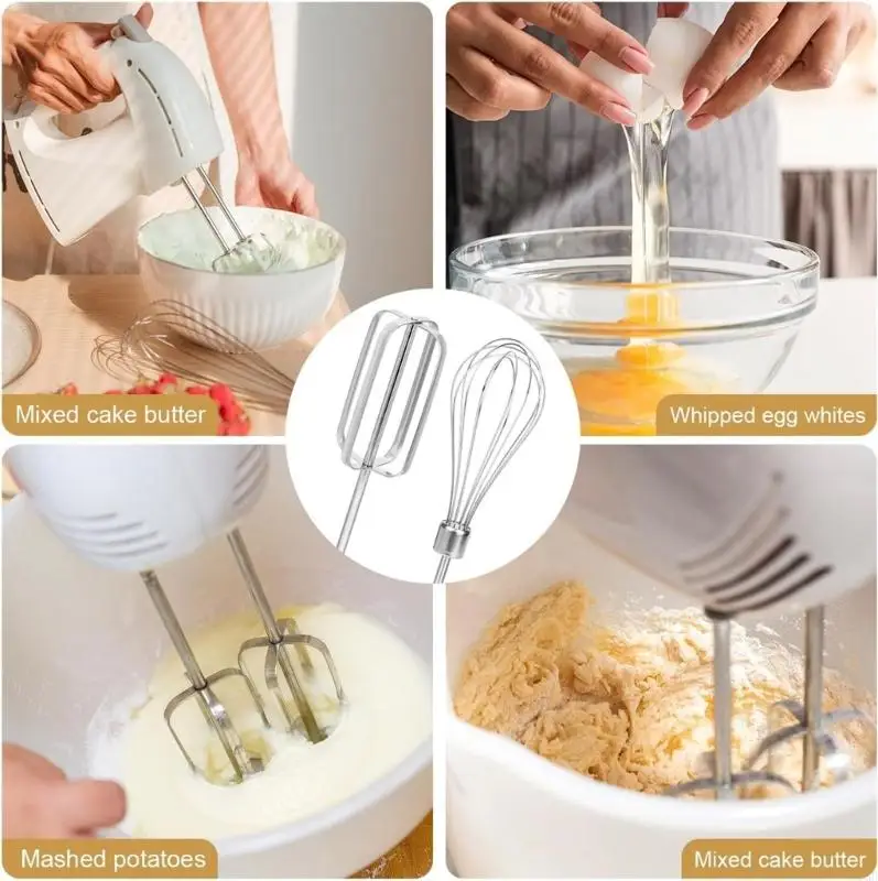 Pack of 4 Stainless Steel Beater Attachments Flour Mixing Whisk for Mixer