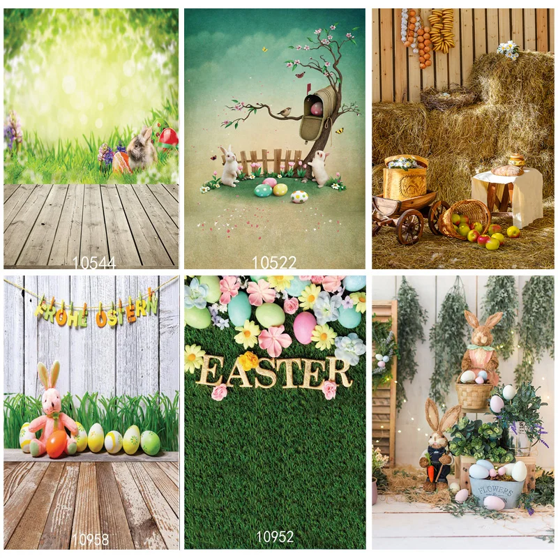 

ZHISUXI Spring Easter Photography Backdrop Rabbit Flowers Eggs Wood Board Photo Background Studio Props 200210 JHF-03