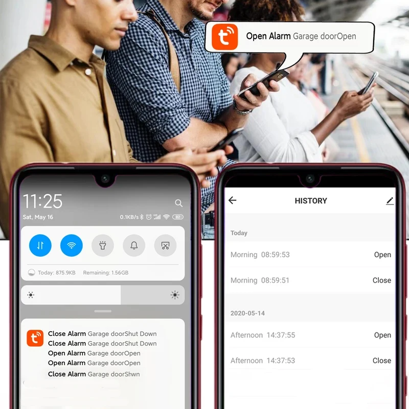 Tuya Garage Door Opener WiFi Smart Gate APP Voice Controller Works With Alexa Google Home Assistant