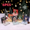 2025 New 6Pcs Random Pattern 3D Christmas Greeting Cards with Envelopes Christmas Message Cards, Christmas Eve Gifts