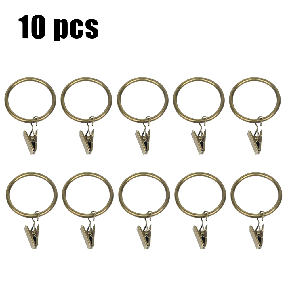 10pcs Metal Curtain Rings Metal Curtain Rings Hanging Hooks With Clips For Curtains Rods Pole Voile Heavy Duty 35mm