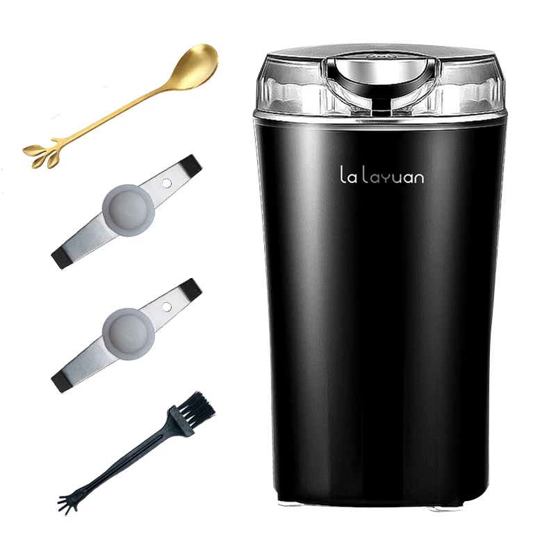 Kahve Çekirdeği Öğütücü Elektrikli, Mutfak Robotu, Yiyecek Mikseri, 200W Güçlü Baharat Öğütücü Elektrikli, 12 Bardak/2.7oz, Fırçalı, Siyah