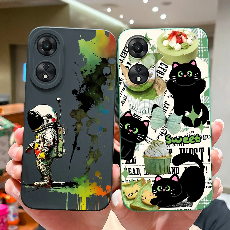 Lovely Funny Cat Astronaut Soft Liquid Silicone Shockproof Protective Phone Case