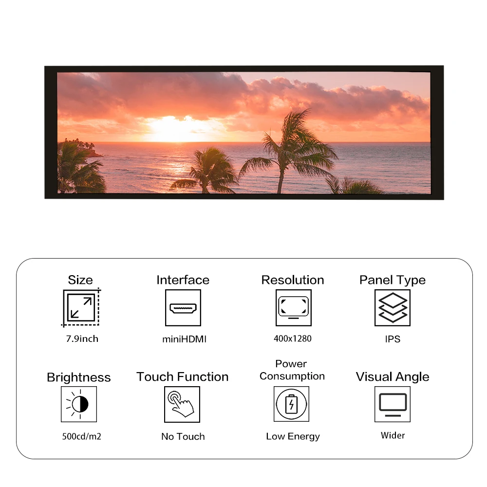 LESOWN 7.84 ġ  Ʈ LCD ÷ 400x1280 IPS HDMI USB  TFT  ̵ ũ  Windows Mac Ʈ PC 