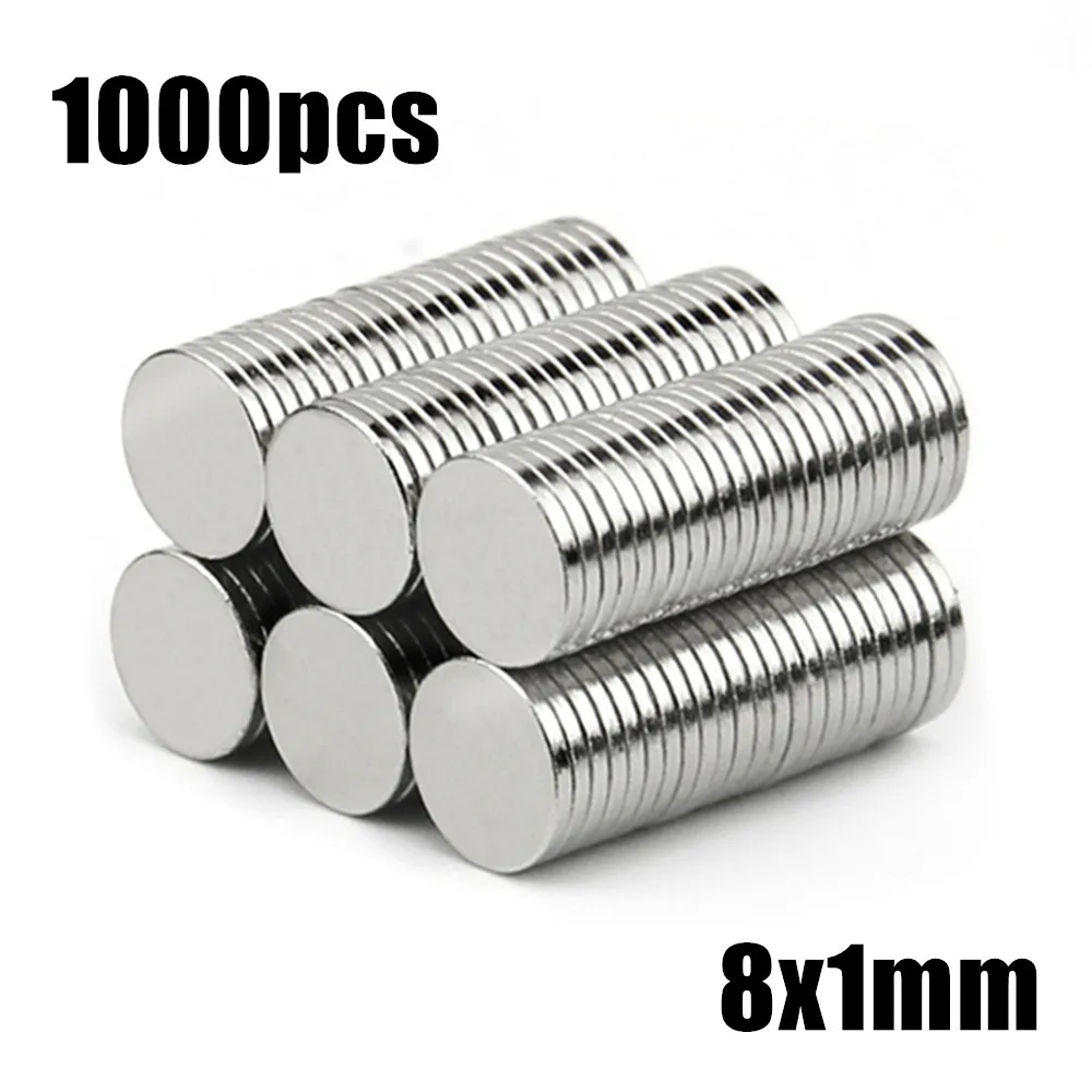 

1000pcs 8x1mm NdFeB Round Magnet Super Powerful Strong Permanent Magnetic Imane Disc