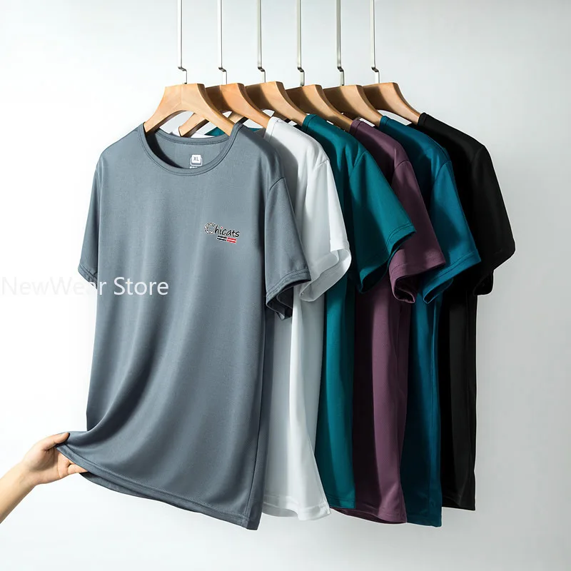 

Summer Ice Silk T-shirt Men's Cold Short Sleeve O-neck Stretch Quick-drying Breathable Sports Shirt T Shirt Men