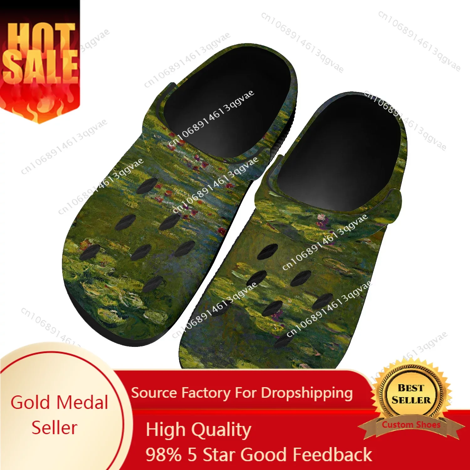 Monet Water Lilies Home Clog Mens Women Youth Boy Girl Sandals Shoes Garden Custom Made Breathable Shoe Beach Hole Slippers