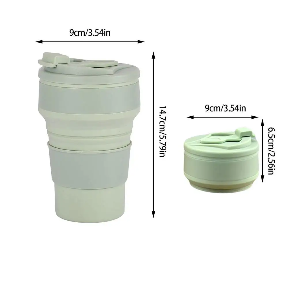 Taza de agua de silicona plegable portátil, 10.8 fl oz, resistente al  calor, taza plegable con tapa, vasos plegables de viaje, taza de café con  tapa