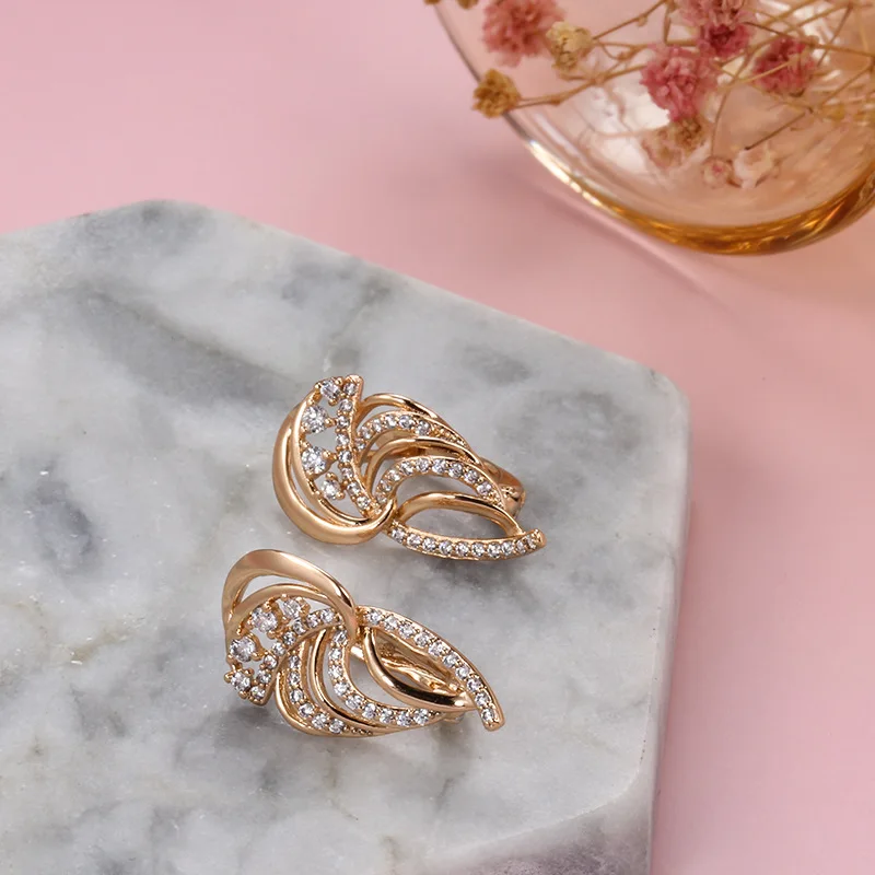 Solid 14K Gold Jewelry Earring Women Fine Aros Mujer Oreja Earrings for Women Orecchini 14 K Yellow Gold Bizuteria Jewelry - 2