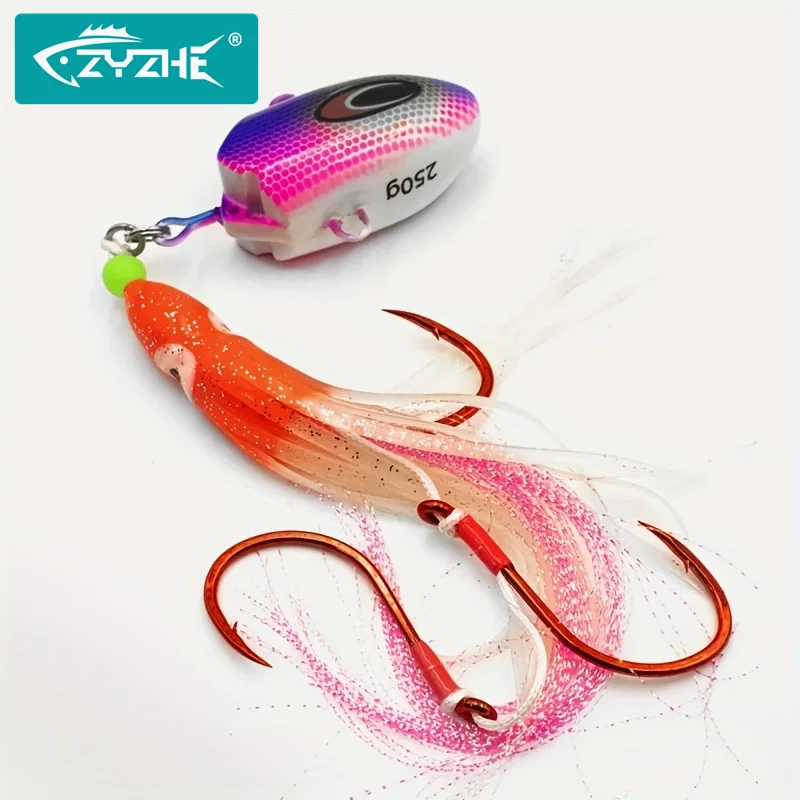 ZYZHE Meeresfischerei-Köder 100g 150g 200g 250g Leuchtender Weicher Oktopus-Köder mit BKK-Haken Salzwasser-Bootsangelköder Angelzubehör
