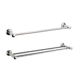 Stainless Steel Tower Bar Anti-rust Bathroom Washroom Double Rod Towel Rack Shelf Holder Wall Mounted