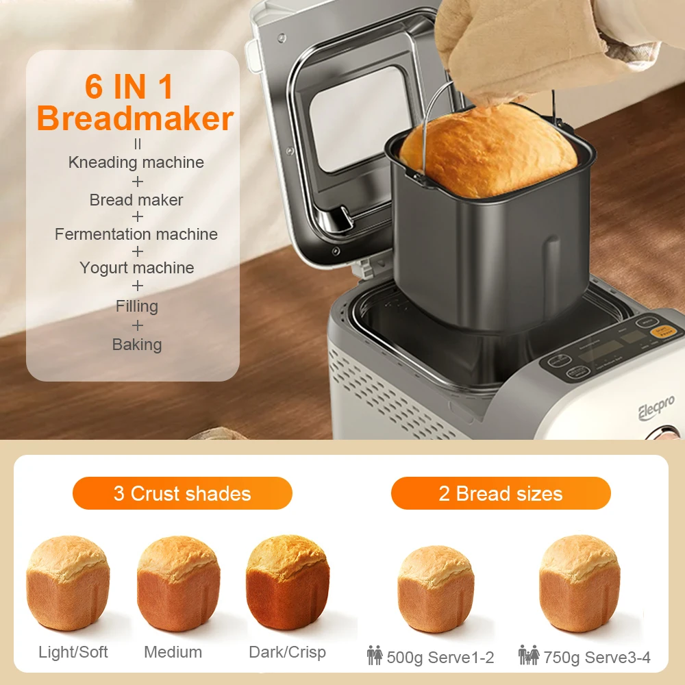 CB ETL 1.5Lb 750g Smart Automatic Home Bread Maker Machine 20 1 Multifunctional Plastic Electric for Households for rs