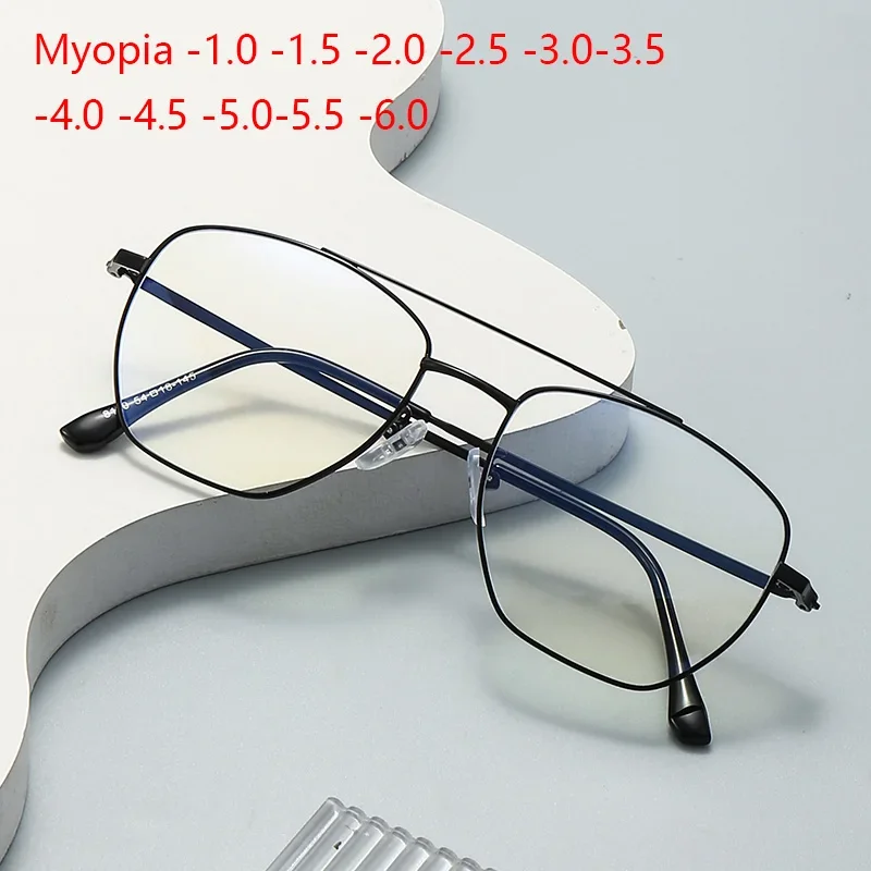 

Can Custom Retro Polygonal Anti Blue Light Glasses New Unisex Flat Light Mirror Brand Double Beam Literature Mirror Frame