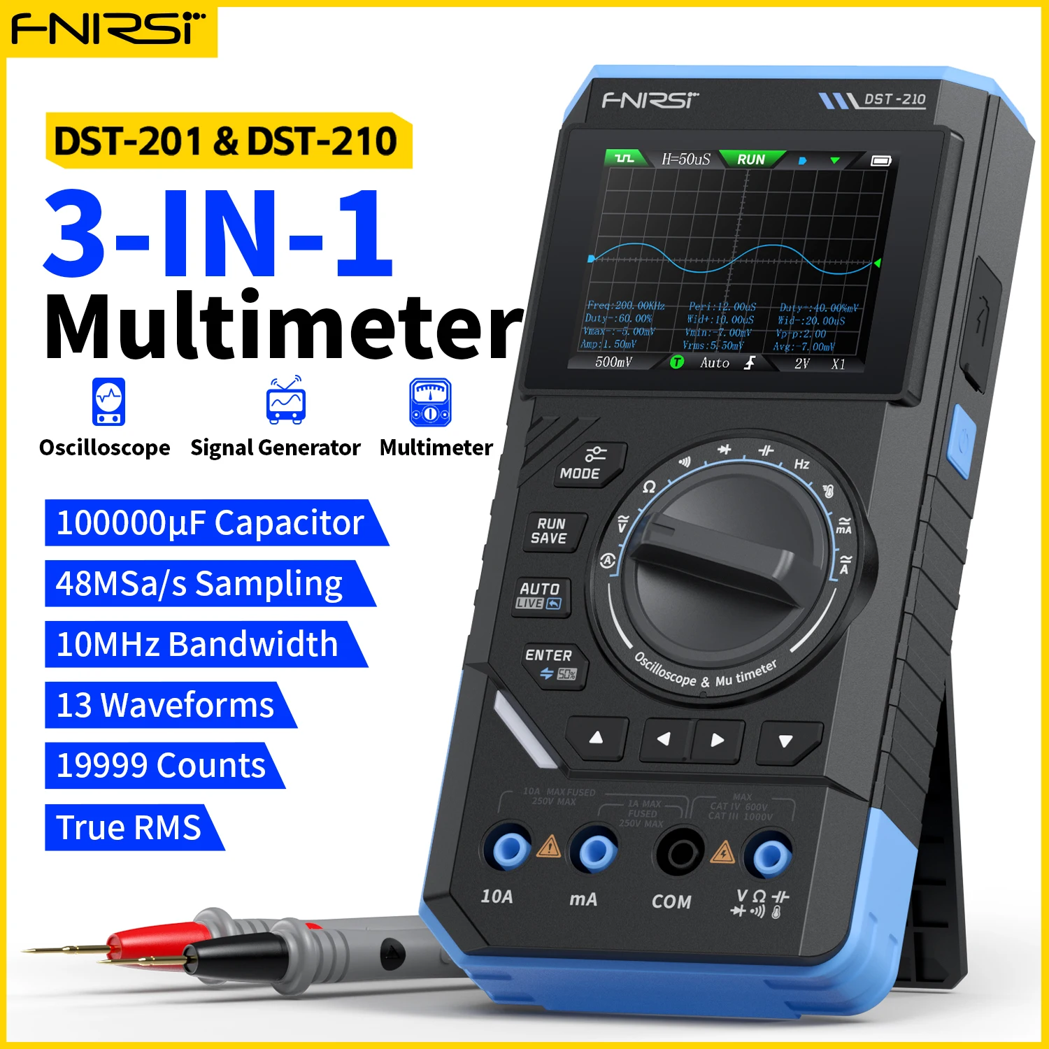 FNIRSI DST-210 DST-201 3 in 1 デジタル オシロスコープ マルチメータ