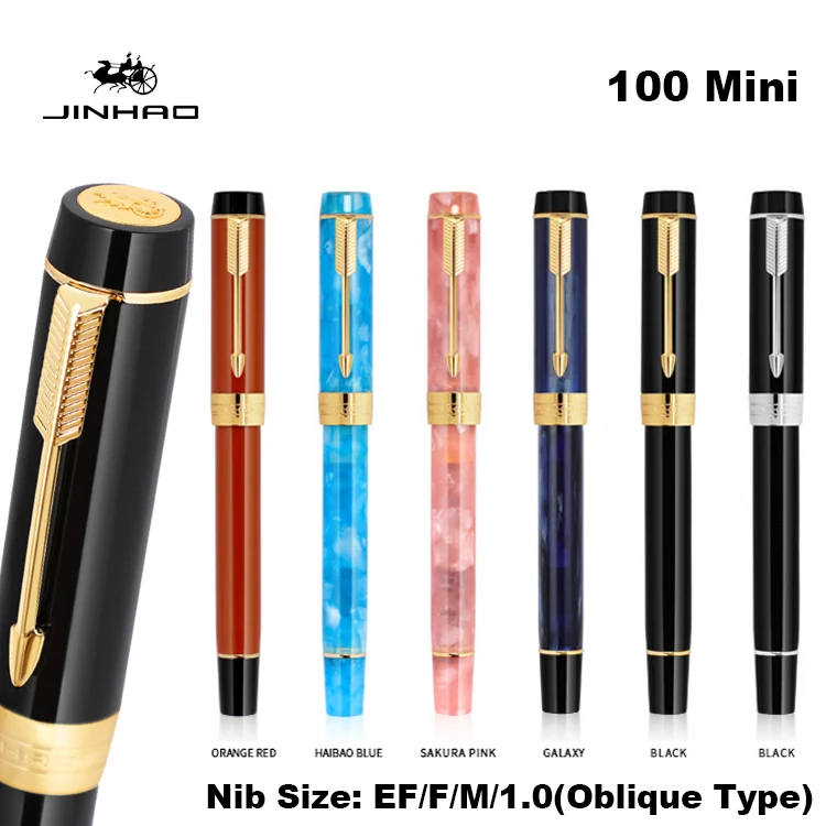 Jinhao 100 Mini Fountain Pen Multicolour Resin luxury Pens EF/F/M/1.0mm Extra Fine Nib Writing Office School Stationery Supplies