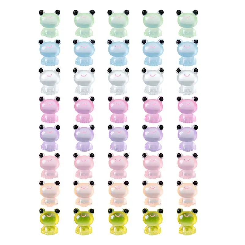 

Mini Frogs Figurines 40 PCS Frog Figurines Glow In The Dark Frogs Colorful DIY Craft Accessories For Landscape Aquarium Garden