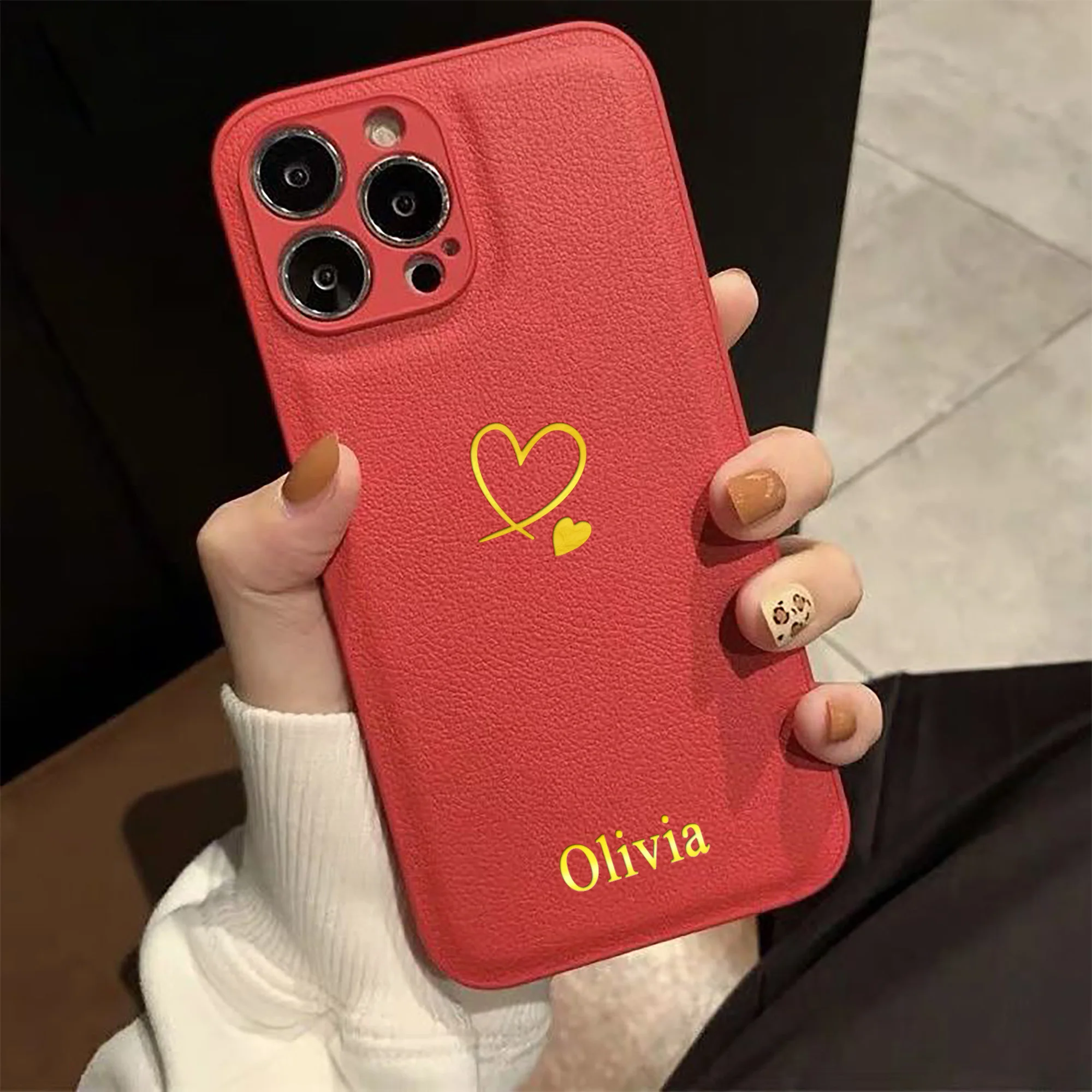 Luxury Custom Name Heart Shaped Pattern Case For iPhone 17 thumbnail 4