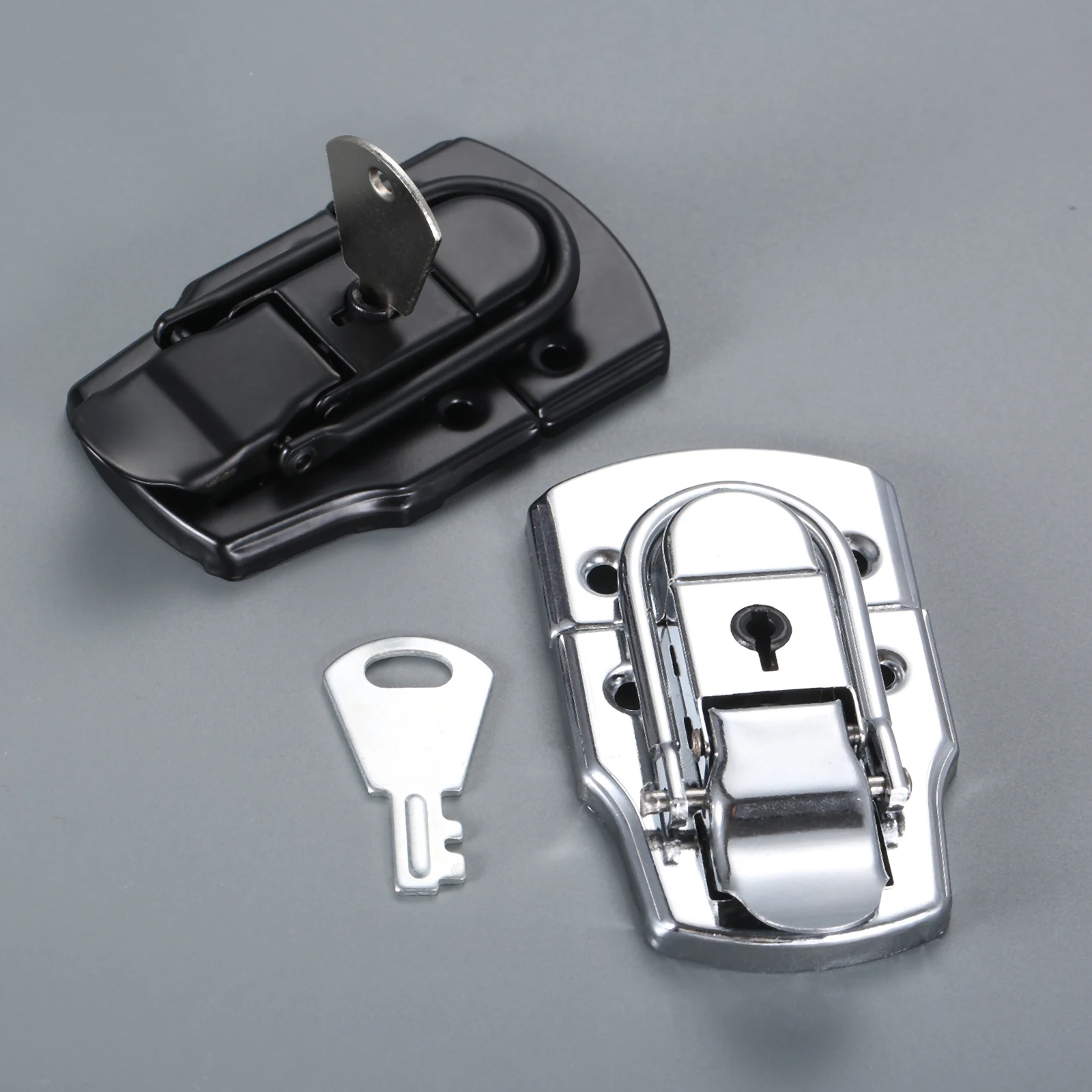 Air Box Cabinet Toggle Latch Lock 1 Set 76*45mm with Key Metal Hasp Buckle for Tool Box Case Suitcase Tool Hardware Sliver/Black furniture hardware toggle latches decorative latches