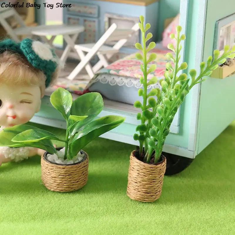 

1:12 миниатюрный кукольный домик, зеленое листье, растение в горшке, украшение для сада, кукла, декор для гостиной, игрушка