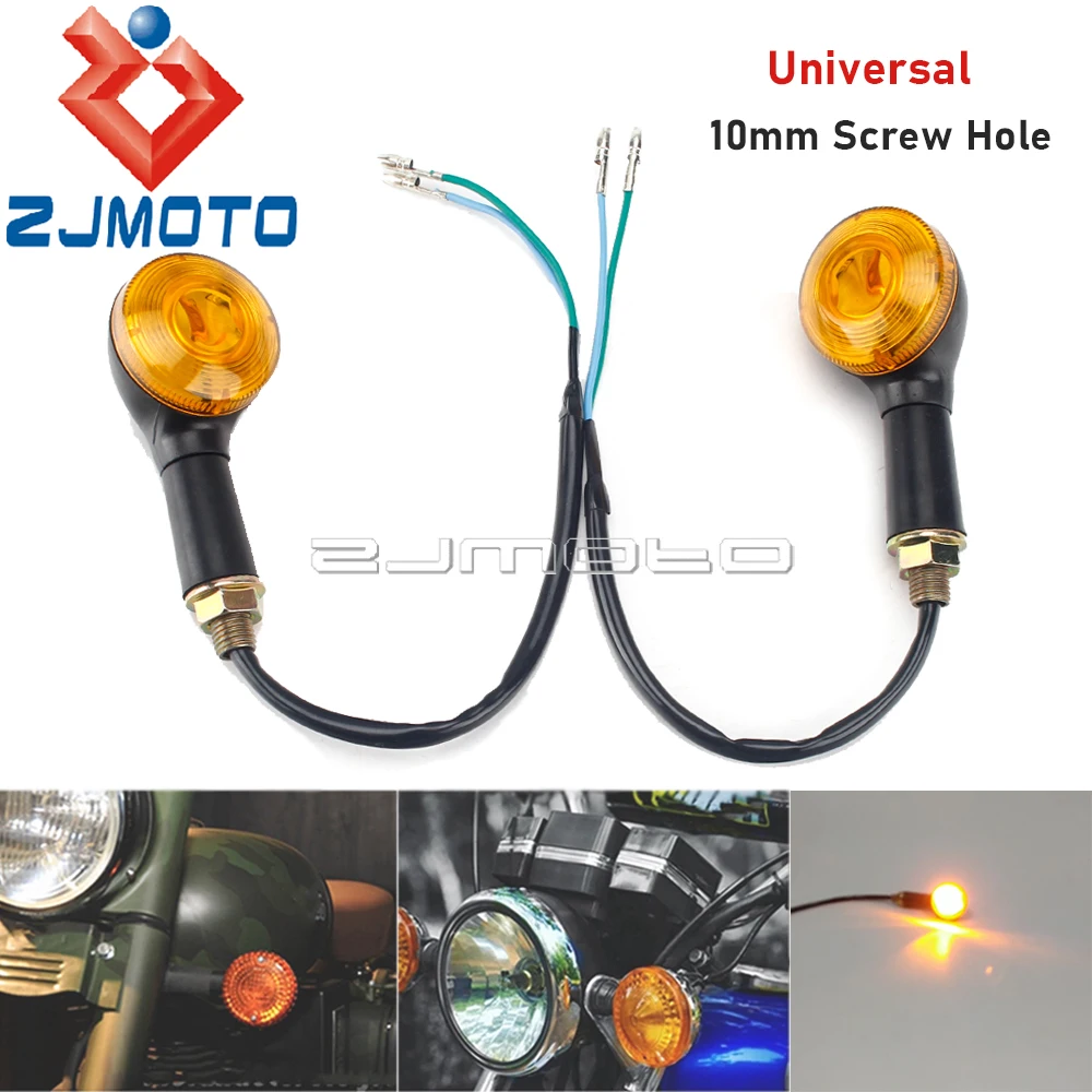 

Universal 10mm Screw Hole Motorcycle Amber LED Turn Signals Indicator 12v Blinker Light For Yamaha Suzuki Kawasaki Ducati BMW