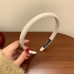 Classic Wine Red Velvet Headband - Plush Thickened Hair Accessory (Milky White)