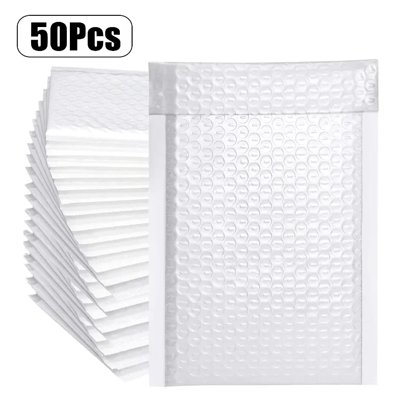 

50pcs Bubble Mailers White Poly Bubble Mailer Self Seal Padded Envelopes Gift Bags Waterproof Packaging Envelope Bags for Book