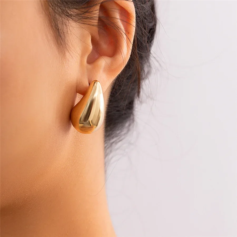 Jewelry Set Gold Color Stainless Steel Necklace for Women Jewelry Metal Vintage Waterdrop Pendant Earrings Necklace Set Birthday Gift