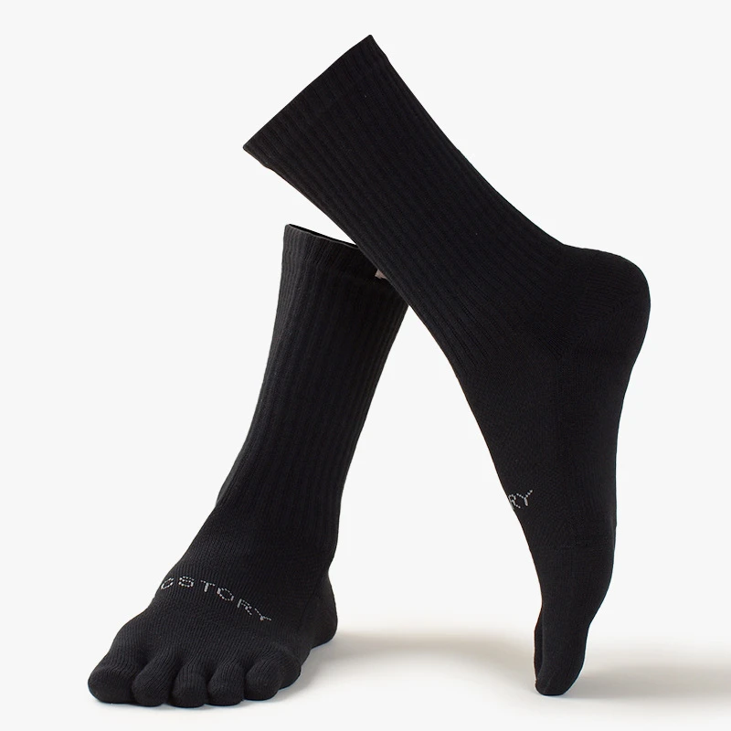 Sports socks Cotton Men's Sports Five Finger Socks Sweat Absorption Anti-odor Autumn Winter Towel Base Terry Long Tube Split Toe Socks 2025