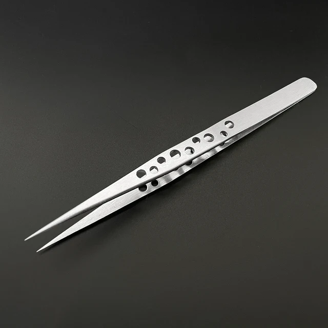 Industrial Tweezers Electronics Anti-static Curved Straight Tip Precision Stainless DIY Hand Tools Sets Forceps Phone Repair 4
