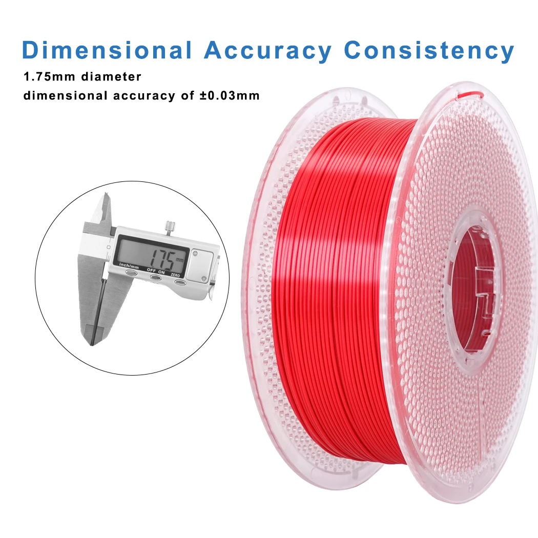 PLA 실크 1KG 레드 PLA 3D 프린터 필라멘트 1.75mm, 더 튼튼하고 깔끔하게 감긴 3D 필라멘트, 치수 정확도 +/-0.02mm, Mos에 적합