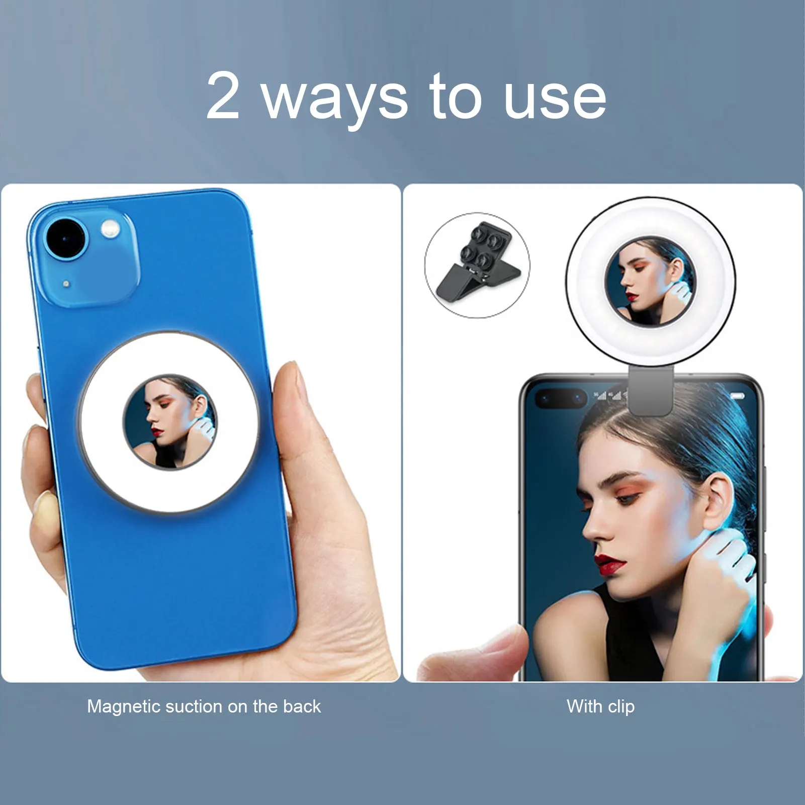 Magnetic Selfie Light for Phone 2500‑9000K Rechargeable 36 LED Fill Light with Clip for Selfies Video Conferences Vlogging