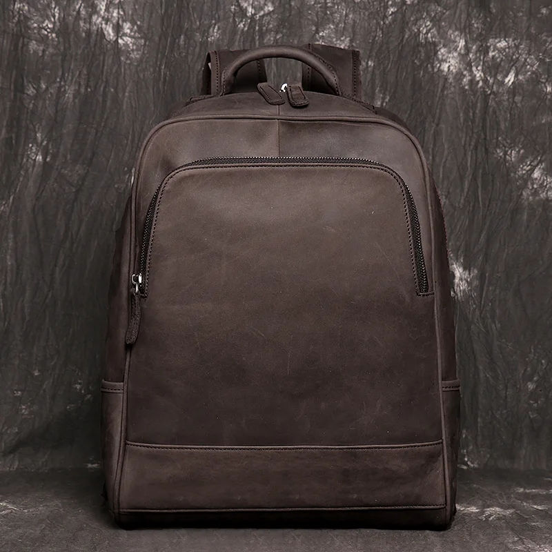 

Highend A4 New Vintage Black Brown Grey Top Grain Cowhide Genuine Leather 14'' Laptop Women Men Backpack Male Travel Bag M30055