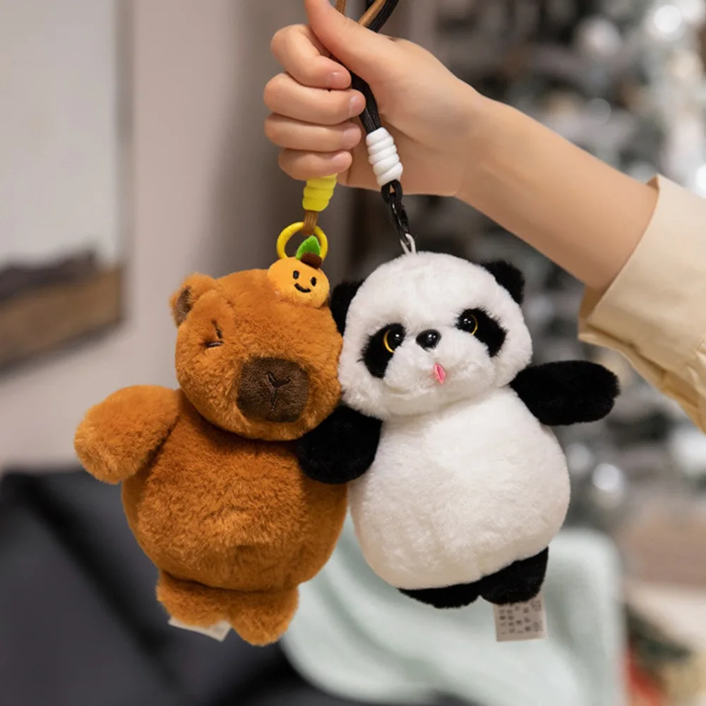 Cute Rabbit Capybara Keychain Bear Fluffy Animal Keychain Soft Raccoon Small Pendant Home Decor