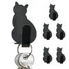 6Pcs Cat Hooks Self-adhesive Door Wall Hook For Kitchen Bathroom Towel Key Holder Rack Stainless Steel Metal Hook Home Supplies 3