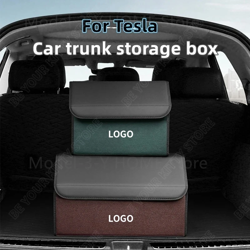 

Car Trunk Storage Box For Tesla Model 3 X S Y 2023 Leather Folding Car Organizer Box for Tesla Model 3 Highland 2024 Accessories