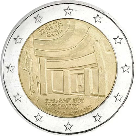 Malta 2022 Moneta Commemorativa Hal Safleini Underground Palace 2 Euro Unc Nuovo Di Zecca