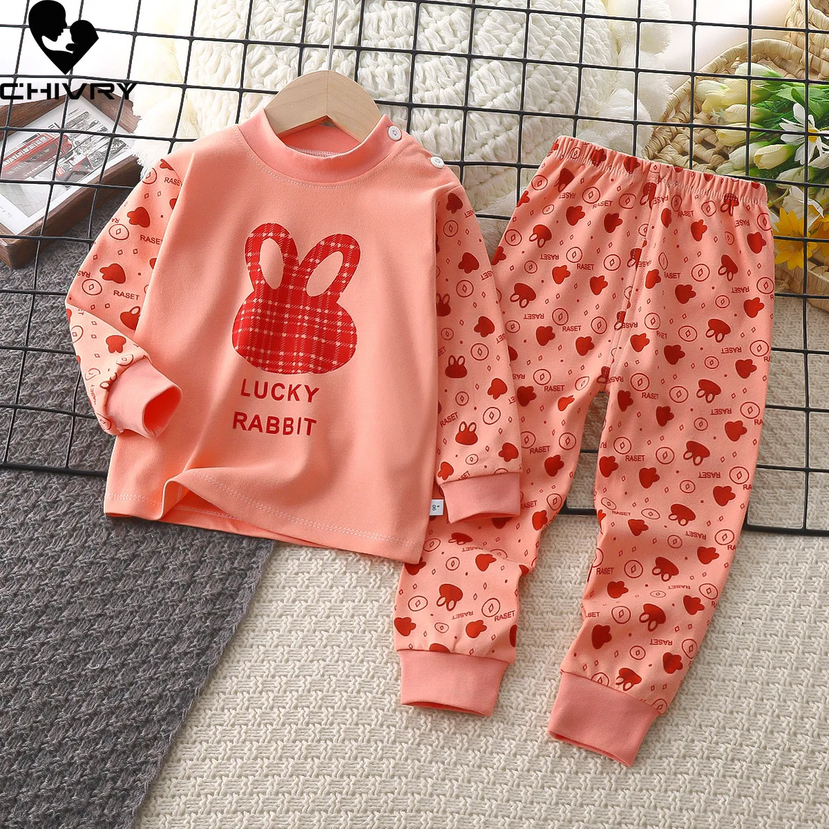 

New Kids Boys Girls Pajama Sets Cute Cartoon Long Sleeve T-Shirt Tops with Pants Toddler Baby Autumn Winter Sleeping Clothes