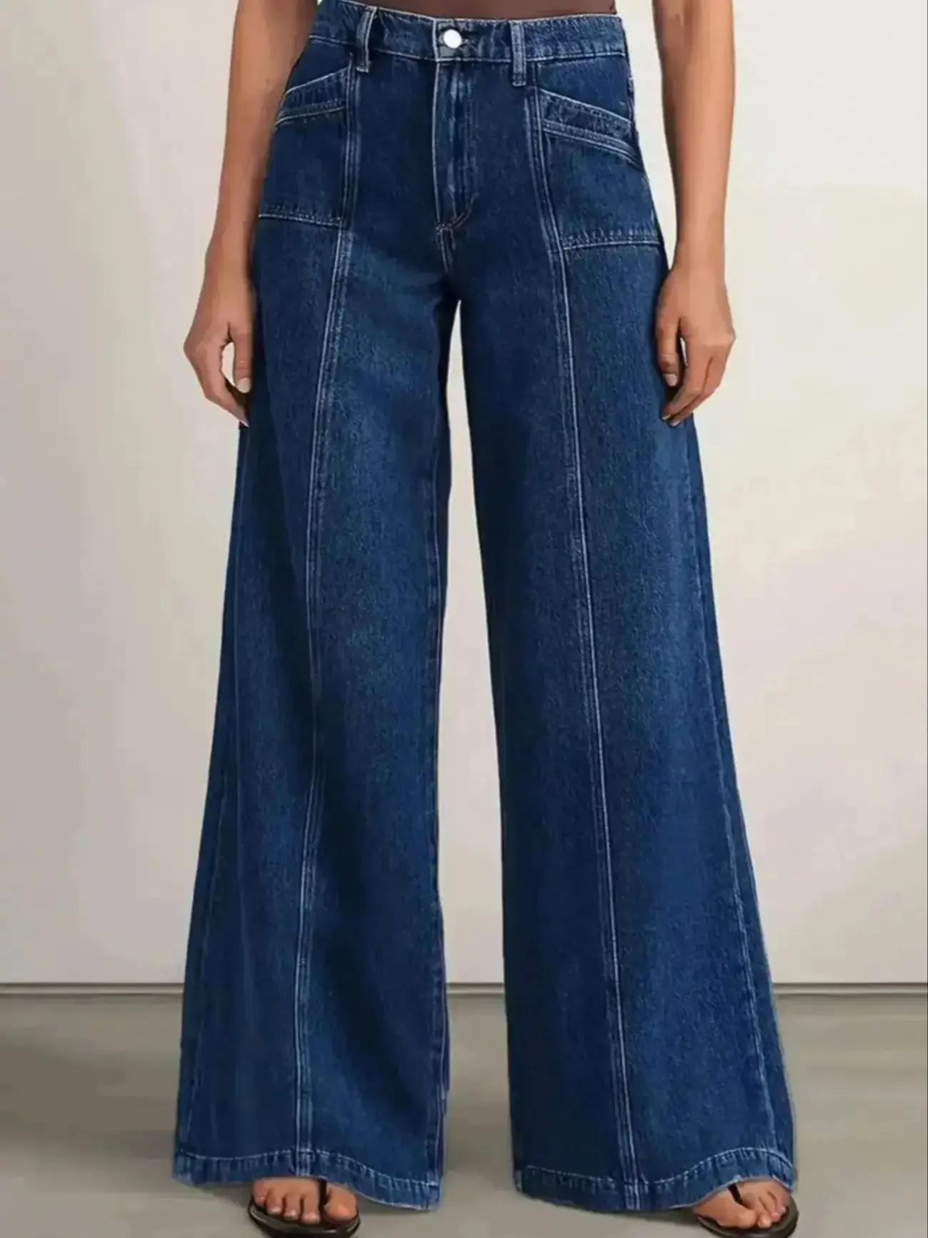 "Jeans à jambes larges bleu profond pour femme – Pantalon en jean élégant pour plus de confort et de polyvalence