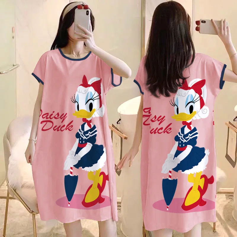 Nightdress Minnie Pajamas Ladies Summer Disney Pajamas Women's Comfortable Large Size Loose Cartoon Home Clothes cotton pajama set princess nightdress summer home clothes set