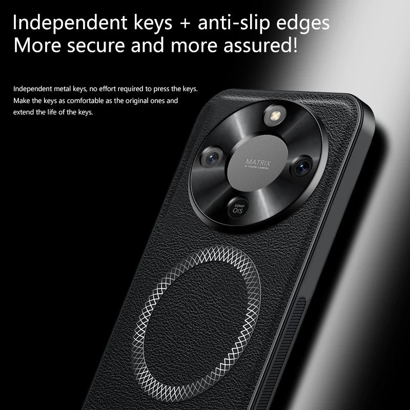 Luxury Leather Texture Magnetic Case with Wireless Charging