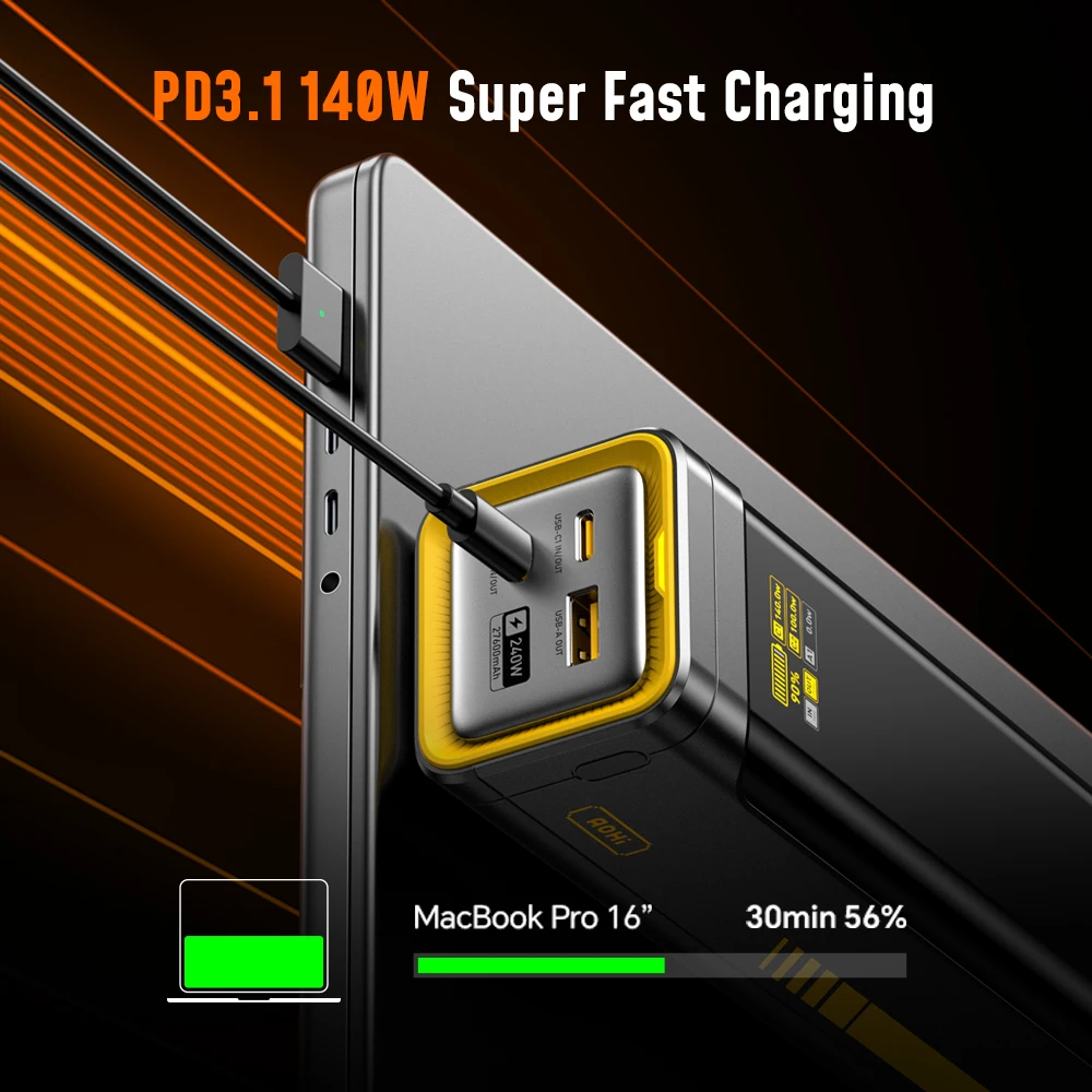 AOHI The Future Starship 240W 27,600mAh LED Display Power Bank with 3FT C-C Cable 3
