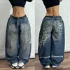 Streetwear New Fashion Oversized Printed Embroidered Baggy Jeans Women Y2K Gothic Harajuku Vintage Pop High Waist Wide Leg Pants 1