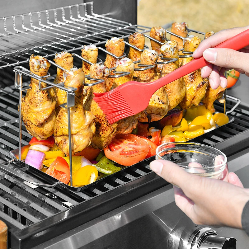 Outai Portable Stainless Steel Folding Chicken Thigh Rack Home Oven
