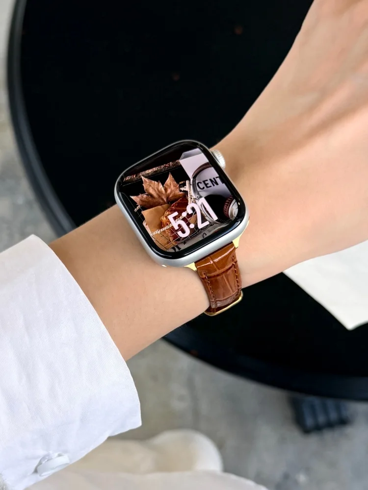 لامعة حلقة من جلد ل iWatch الترا 11 10 9 8 7 6 5 S...