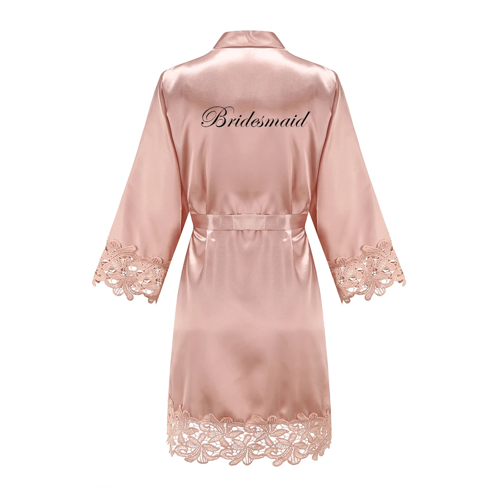 Women Sleepwear Bride Robes Silk Robe Sleepwear Pajamas Satin Pajamas Wedding Robe Bridesmaid Sister Mother of the Bride Robes Lace Robe Female Lace Bathrobe Womens Robes Rose Gold