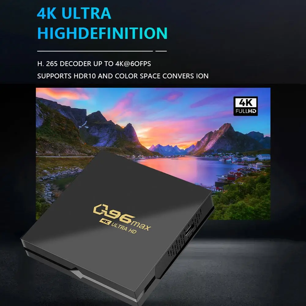 Qpro Android 10.0 Smart TV Box Quad Core 8 GB+128 GB HD Media