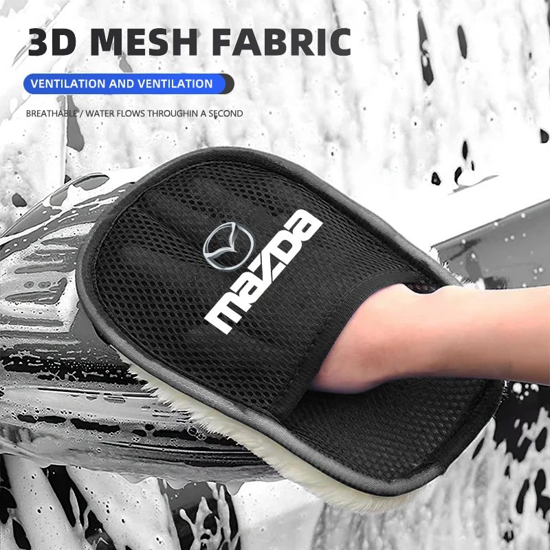 마쓰다 3 6 2 5 CX5 CX3 아텐자 MX5 CX7 악셀라 CX30 CX90 CX60 CX50 MX30 CX9 용 자동차 플러시 세척 장갑 두꺼운 양모 세차 타월